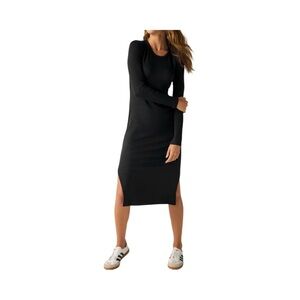 Day To Night Long Sleeve Knit Midi Dress Black Sz L NWT
